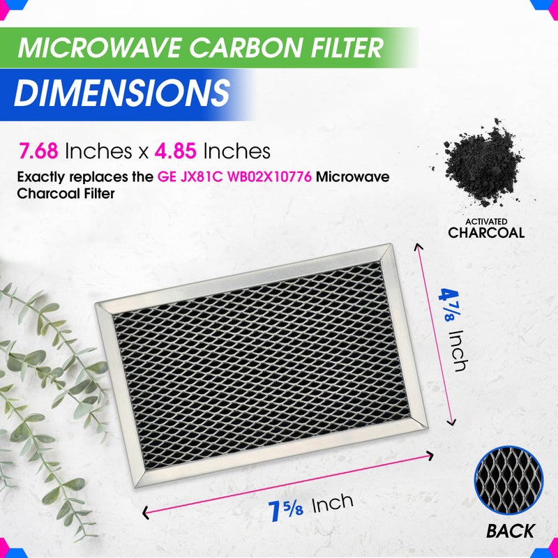 Bagean Microwave Filter Replacement 7.68"" X 4.85"" Jx81C Wb02X10776 Ge Microwave Charcoal Filter - Also Fits Lg Kenmore Carbon Filter - Freshens And Filters Kitchen Air In Over The Range Oven Vent Fan 2-Pack - Image 3