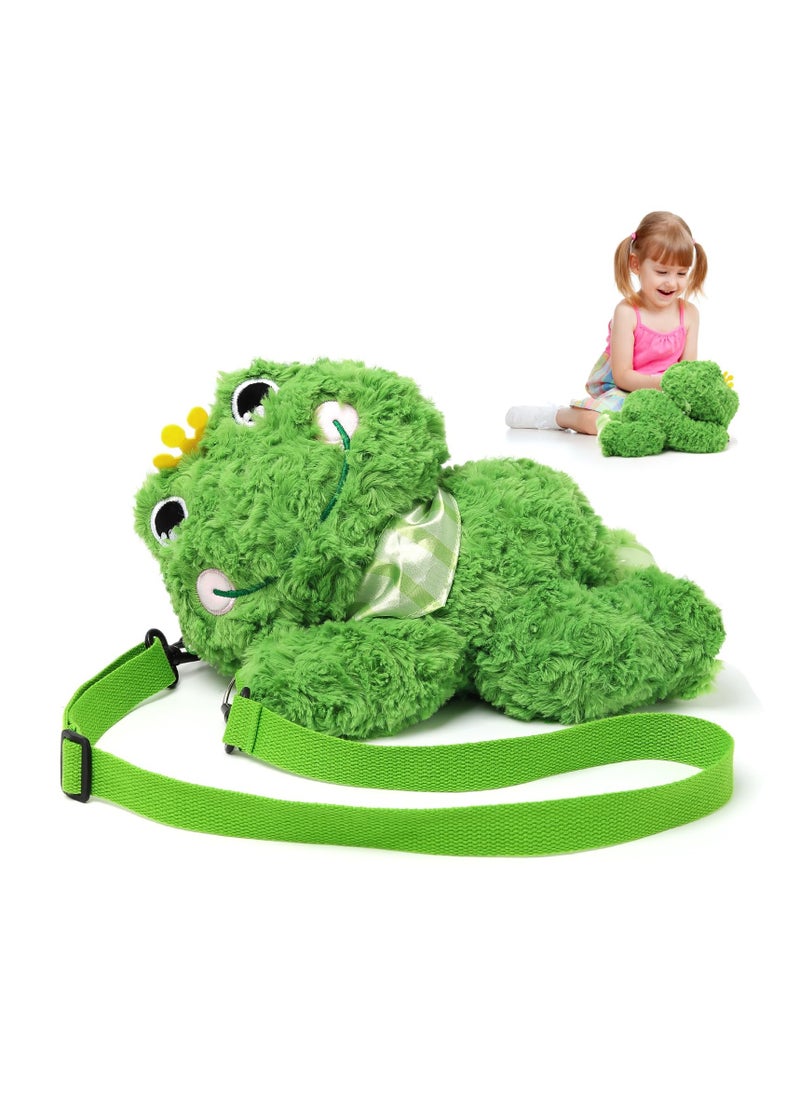 SYOSI Frog Stuffed Animal Bag with Straps, Frog Plush Toy, 11Inch Stuffed Frog Toy with Pocket, Cute Fluffy Frog Doll Plush, Soft Kawaii Stuffed Animal, for Kids Girls Boys Adults Valentines Birthdays Gift  - Image 1