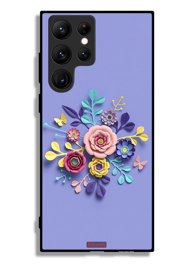 Tolwak Samsung Galaxy S22 Ultra 5G Protective Case Cover Flowers Art - Image 3
