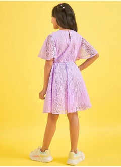 Stylo Bug Lace Insert Round Neck Dress by Styli  - Image 5