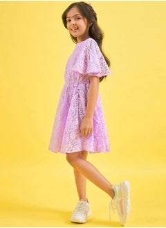 Stylo Bug Lace Insert Round Neck Dress by Styli  - Image 3
