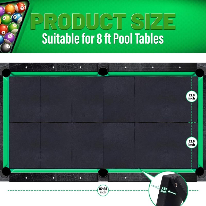 JZHLLA Pool Table Insert Mat for Pool Table Protection Billiard Table to Dining Table Foldable Removable Foam Mat with Zipper, Black - Image 2