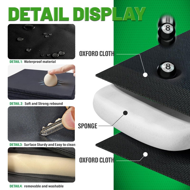 JZHLLA Pool Table Insert Mat for Pool Table Protection Billiard Table to Dining Table Foldable Removable Foam Mat with Zipper, Black - Image 3
