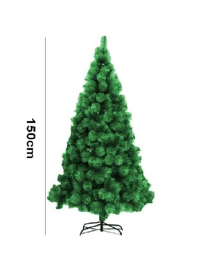 ARTIFICIAL TREE شجرة عيد الميلاد الصناعية الصنوبرية الخضراء بطول 150 سم، مقاومة للهب من مادة البولي فينيل كلوريد، سريعة التركيب، قابلة للطي، مع حامل معدني - Image 2