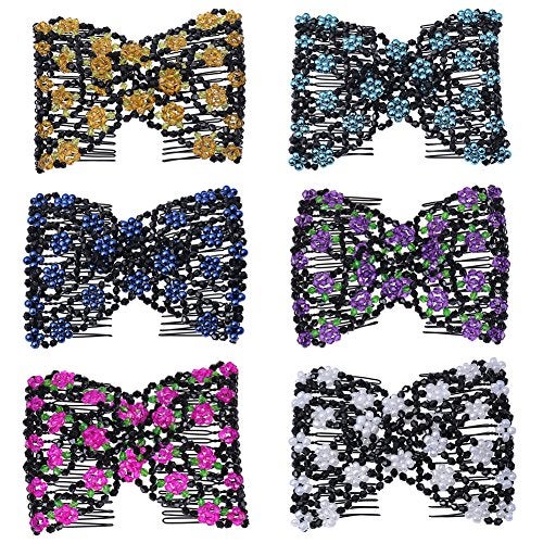 Ruihfas 6Pcs/Pack Magic Women's Easy Stretch Hair Comb Twist Up Do Insert Combs Bridal Hair Clips - Image 1
