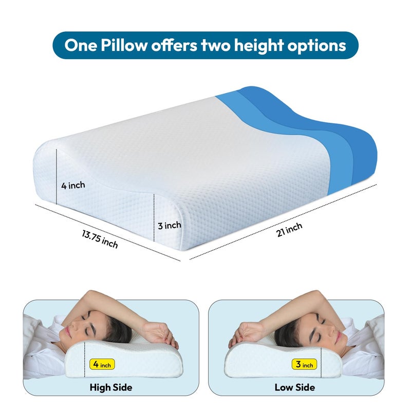 Sleepsia Sleepsia Breathable Cooling Gel Contour Memory Foam Pillow 1 Year Warranty Neck Support Cervical Pillow for Pain Relief Orthopedic Ergonomic Support for Side Back and Stomach Sleepers - Image 2