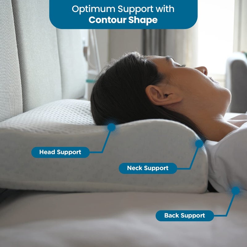 Sleepsia Sleepsia Breathable Cooling Gel Contour Memory Foam Pillow 1 Year Warranty Neck Support Cervical Pillow for Pain Relief Orthopedic Ergonomic Support for Side Back and Stomach Sleepers - Image 5