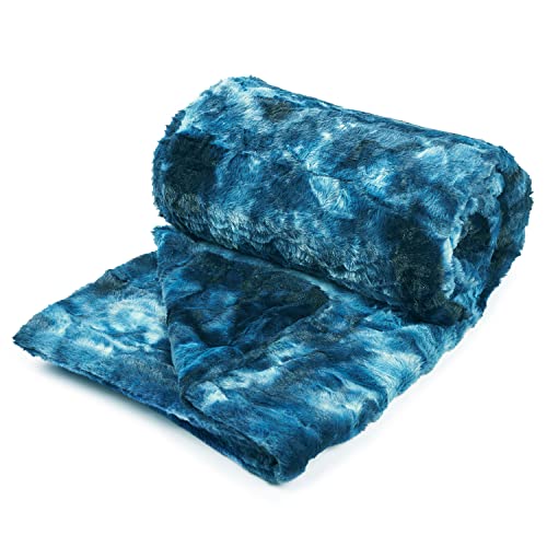 MOOFUN Faux Rabbit Fur Throw Blanket- 60" x 80" inches, Soft Fluffy Cozy Warm Fuzzy Machine Washable, Durable Luxurious Blanket for Couch and Bed - Teal - Image 2