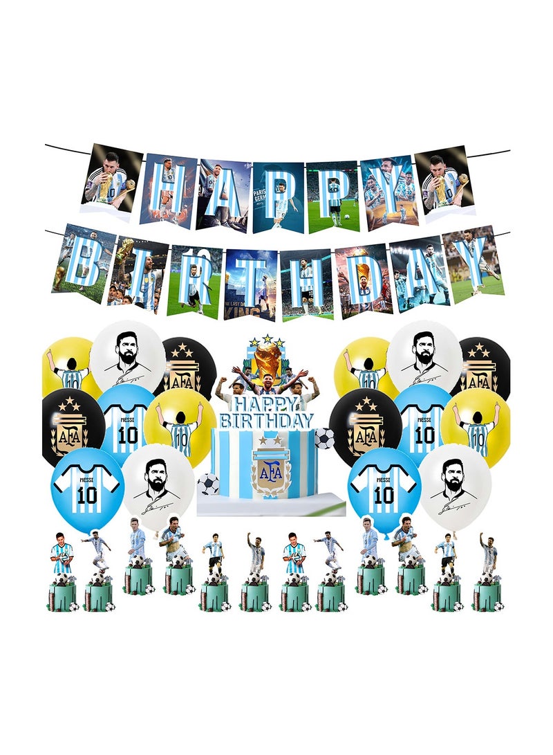 general Football Themed Birthday Decoration Set, Boy Birthday Party Decoration, Party Supplies Including Banners, Balloons, Cake Decoration - Image 1