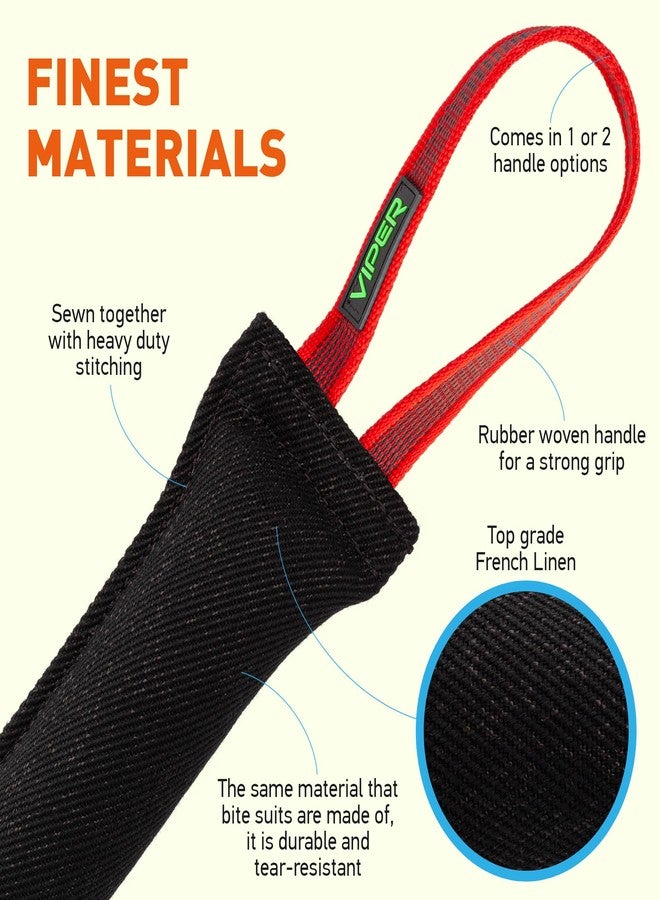 فايبر لعبة شد العض للكلاب من الكتان الفرنسي المتين من فايبر - مدرب كلاب، قوية ومتينة للكلاب من نوع شوتزهوند IPO K-9 - أسود - 16 بوصة طول × 2.5 بوصة عرض - Image 2