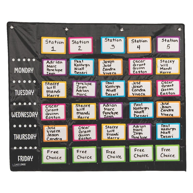 Fun Express Small Group Rotation Pocket Chart 37 Pieces Educational and Learning Activities for Kids Disco Classroom Teacher Must Haves School Supplies - Image 2