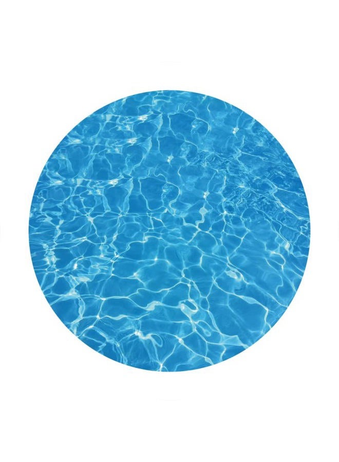 Leyiyi 7.2x7.2ft Swimming Pool Round Backdrop Cover Shining Blue Water Wave Ripple Photography Background Summer Ocean Themed Birthday Decoration Banner Kid Portrait Photoshoot Studio Props - Image 4