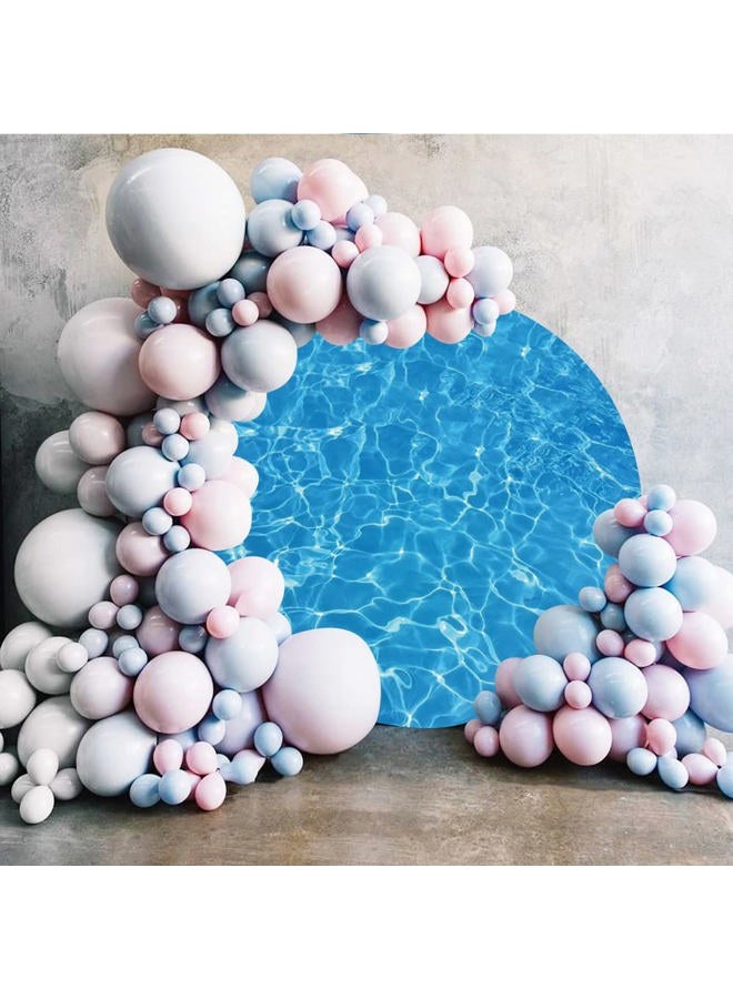 Leyiyi 7.2x7.2ft Swimming Pool Round Backdrop Cover Shining Blue Water Wave Ripple Photography Background Summer Ocean Themed Birthday Decoration Banner Kid Portrait Photoshoot Studio Props - Image 3