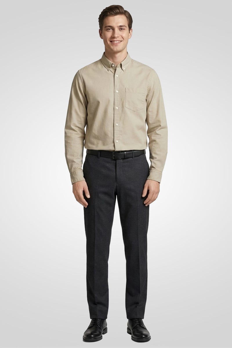 SELECTED Men Regular Fit Solid Long Sleeve Casual Shirt, Grey - Image 5