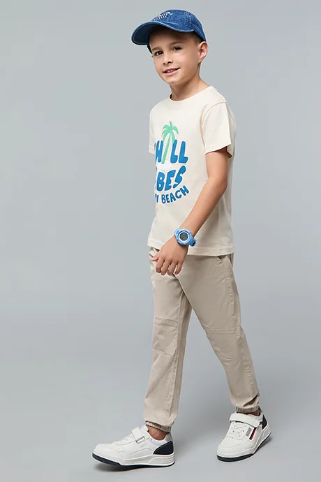 R&B Solid Jogger Pants with Drawstring Waist
