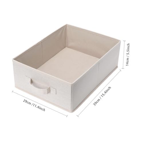 BOMKEE Clothings Collapsible Storage Bins Foldable Organizers and Storage Baskets Cube Storage Bin for Bedroom Living Room 4 Pack Flaxen 154x114x55inch - Image 3