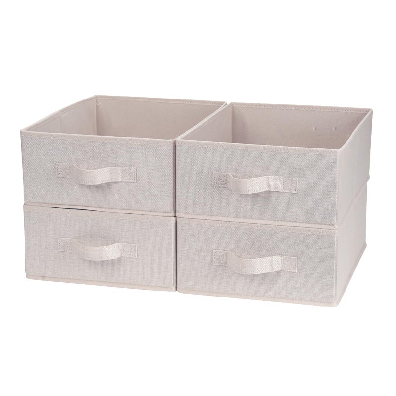 BOMKEE Clothings Collapsible Storage Bins Foldable Organizers and Storage Baskets Cube Storage Bin for Bedroom Living Room 4 Pack Flaxen 154x114x55inch - Image 2
