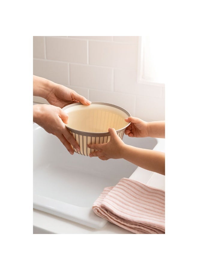 فولي لايف وعاء خلط بلاستيكي مضلع، حوض متعدد الاستخدامات، مقبض مانع للانزلاق، حافة عريضة، خفيف الوزن وسهل التنظيف، مناسب للمطبخ، للتحضير والغسيل والنقع، لون بيج، 3 لتر - Image 3