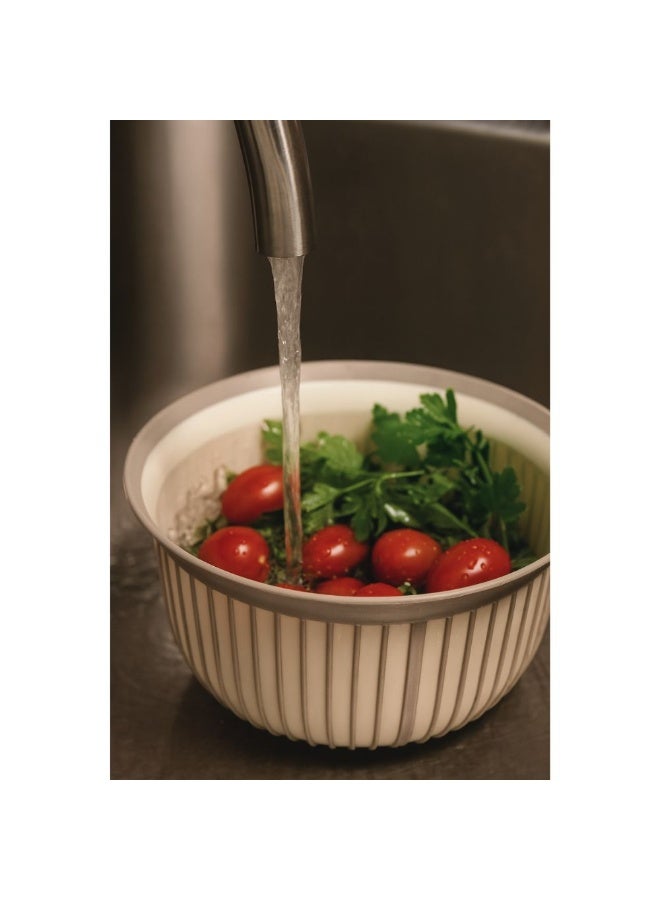 فولي لايف وعاء خلط بلاستيكي مضلع، حوض متعدد الاستخدامات، مقبض مانع للانزلاق، حافة عريضة، خفيف الوزن وسهل التنظيف، مناسب للمطبخ، للتحضير والغسيل والنقع، لون بيج، 3 لتر - Image 5