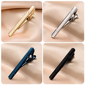 Roctee 4Pcs Tie Clips For Men Skinny Ties, Men's Tie Bars Set For Slim Ties, Silver Gold Clip Tie For Short Neckties, Classic Men's Tie Clasp Accessories (Regular Tie Clip) - Image 4