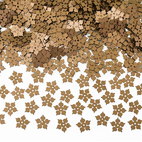 Embroiderymaterial Flower Shape Sequins Sitara for Craft and Embroidery 50gm (Antique Gold, 8MM) - Image 1
