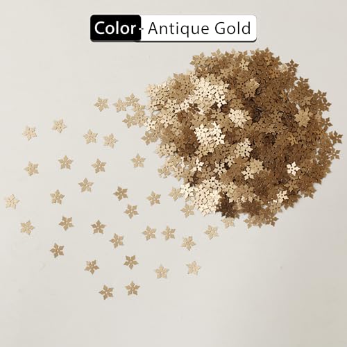 Embroiderymaterial Flower Shape Sequins Sitara for Craft and Embroidery 50gm (Antique Gold, 8MM) - Image 3