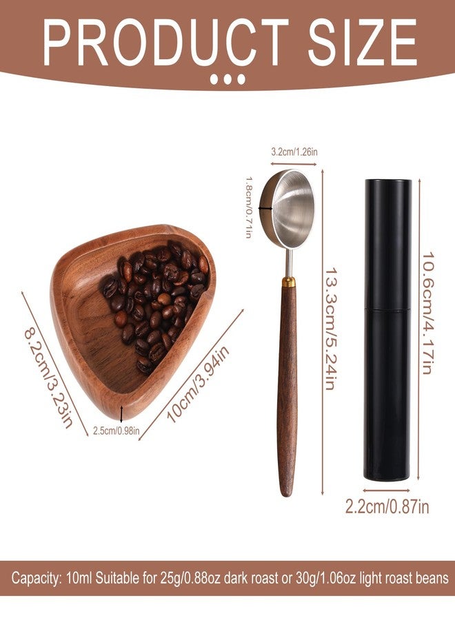 Penitue 3pcs Espresso Bar Accessories Kit, Include Walnut Wood Coffee Bean Dosing Cup Measuring Tray and Static Reduction Spray Bottle and Spoon for Coffee Lovers Gift - Image 2