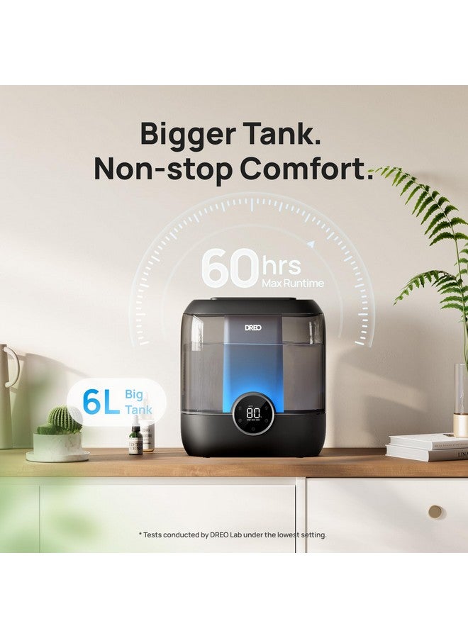 Dreo Dreo Smart Humidifiers for Bedroom, 6L Top Fill Supersized Cool Mist Humidifier for Large Room, 60 Hour Runtime, Quiet Ultrasonic Humidifiers for Plants, Baby, Indoor, Home, Night Light, Black  - Image 2