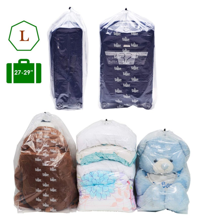 SPICY SERVED 4 pieces of Dust Cover Big Plastic Drawstring Bags Multi-Purpose for Storage and Keeping Luggage, Big Dolls, Blankets, Pillows, Suitcase Good for Household Organizing Reusable (L (79x115 cm)) - Image 2