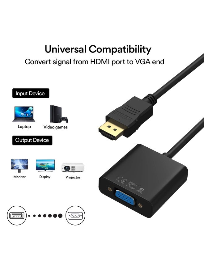 شابية 1 قطعة محول HDMI إلى VGA 1080P، محول HDMI ذكر إلى VGA أنثى مع الصوت والتيار المستمر لأجهزة الكمبيوتر المحمول، والكمبيوتر الشخصي، وسطح المكتب، وTVbox، وXbox، وPS3، وPS4 وما إلى ذلك - أسود - Image 4