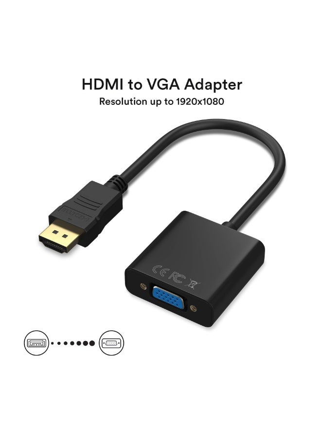 شابية 1 قطعة محول HDMI إلى VGA 1080P، محول HDMI ذكر إلى VGA أنثى مع الصوت والتيار المستمر لأجهزة الكمبيوتر المحمول، والكمبيوتر الشخصي، وسطح المكتب، وTVbox، وXbox، وPS3، وPS4 وما إلى ذلك - أسود - Image 2