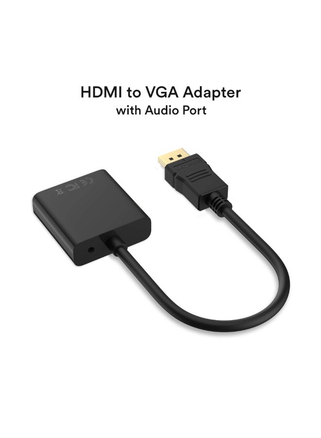شابية 1 قطعة محول HDMI إلى VGA 1080P، محول HDMI ذكر إلى VGA أنثى مع الصوت والتيار المستمر لأجهزة الكمبيوتر المحمول، والكمبيوتر الشخصي، وسطح المكتب، وTVbox، وXbox، وPS3، وPS4 وما إلى ذلك - أسود - Image 3