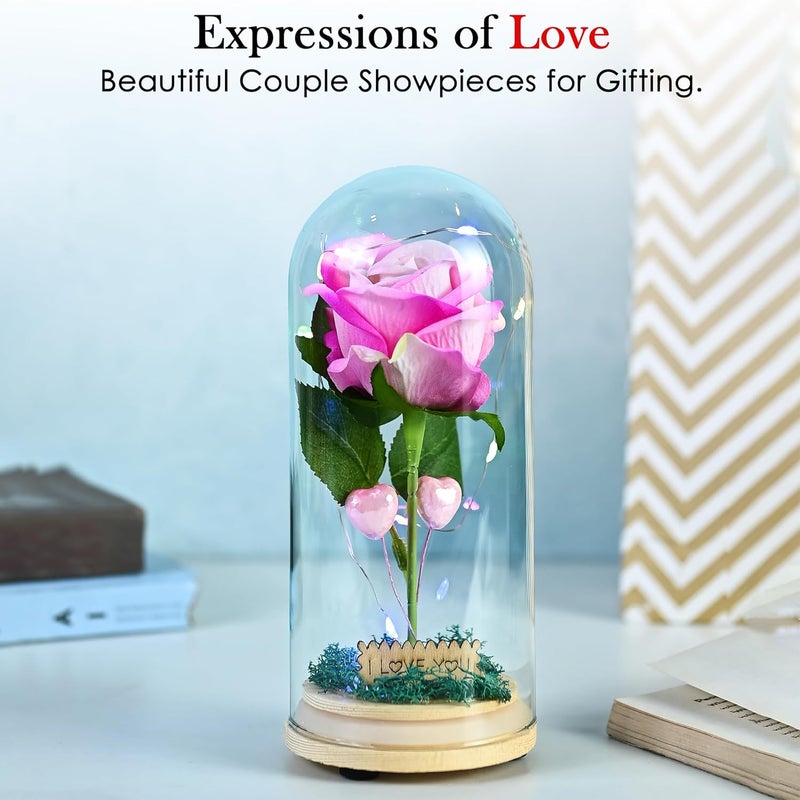 ZAICUS Eternal Pink Rose Encased in Glass Dome with Soft LED Illumination – A Beautiful and Heartfelt Gift for Romantic Celebrations Like Valentine’s Day and Anniversaries - Image 2