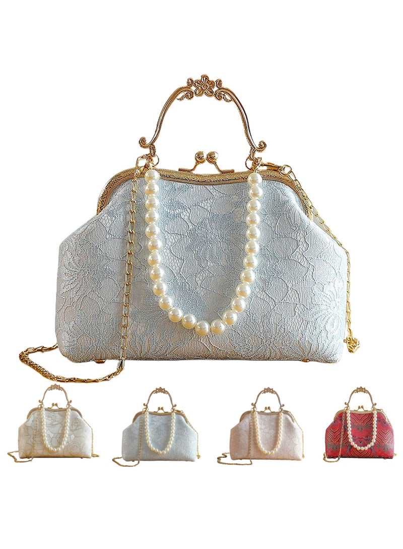 Zikra Women's Clutch Handbags Vintage, Lace Embroidery Pearl Crossbody, Evening Bag with Chain Strap with Chain Strap Floral, For Wedding Party Cocktail Prom Banquet, Elegant, Unique, for Women - Image 1