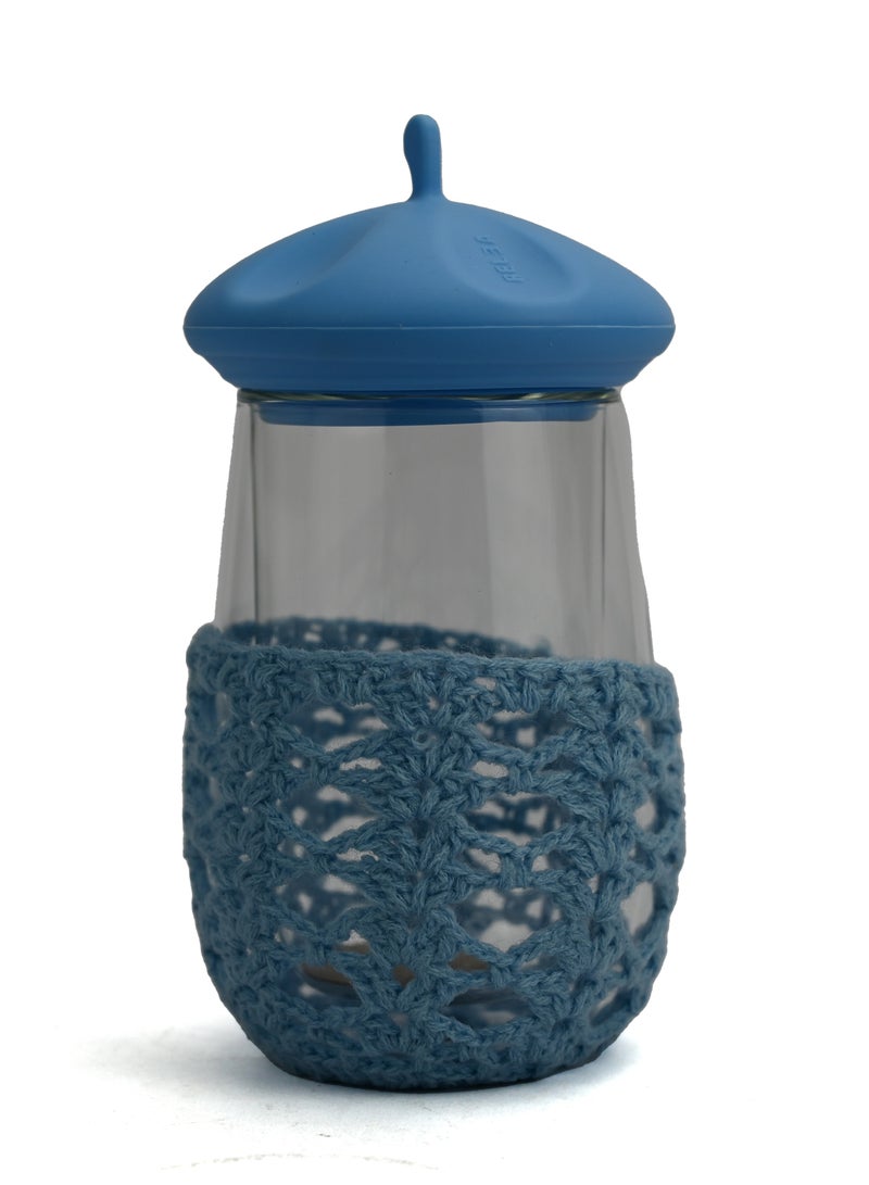 Crochet Cup With Lid, Blue Coffee Mug For Travel, Spill Proof Mug Coffee With Lid, Tea Mug For Travelling, Jar With Lid For Liquids, Spill Proof Coffee Mug With Lid, Blue Water Jug With Lid - Image 1