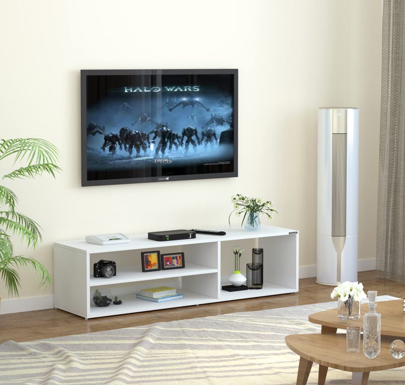 Redwud Skyler Engineered Wood TV Entertainment Unit/TV Cabinet/TV Stand/Entertainment Center Table/Display Storage Cabinet Rack (White) - Ideal for Upto 52" - Image 1