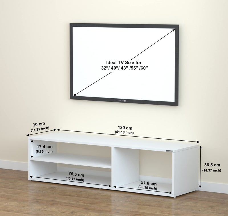 Redwud Skyler Engineered Wood TV Entertainment Unit/TV Cabinet/TV Stand/Entertainment Center Table/Display Storage Cabinet Rack (White) - Ideal for Upto 52" - Image 5