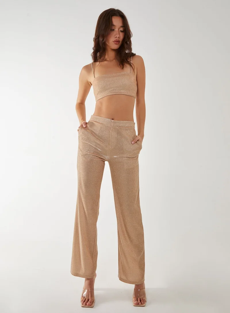 Pink Vanilla  Metallic Crop Top for Women | Best Price UAE