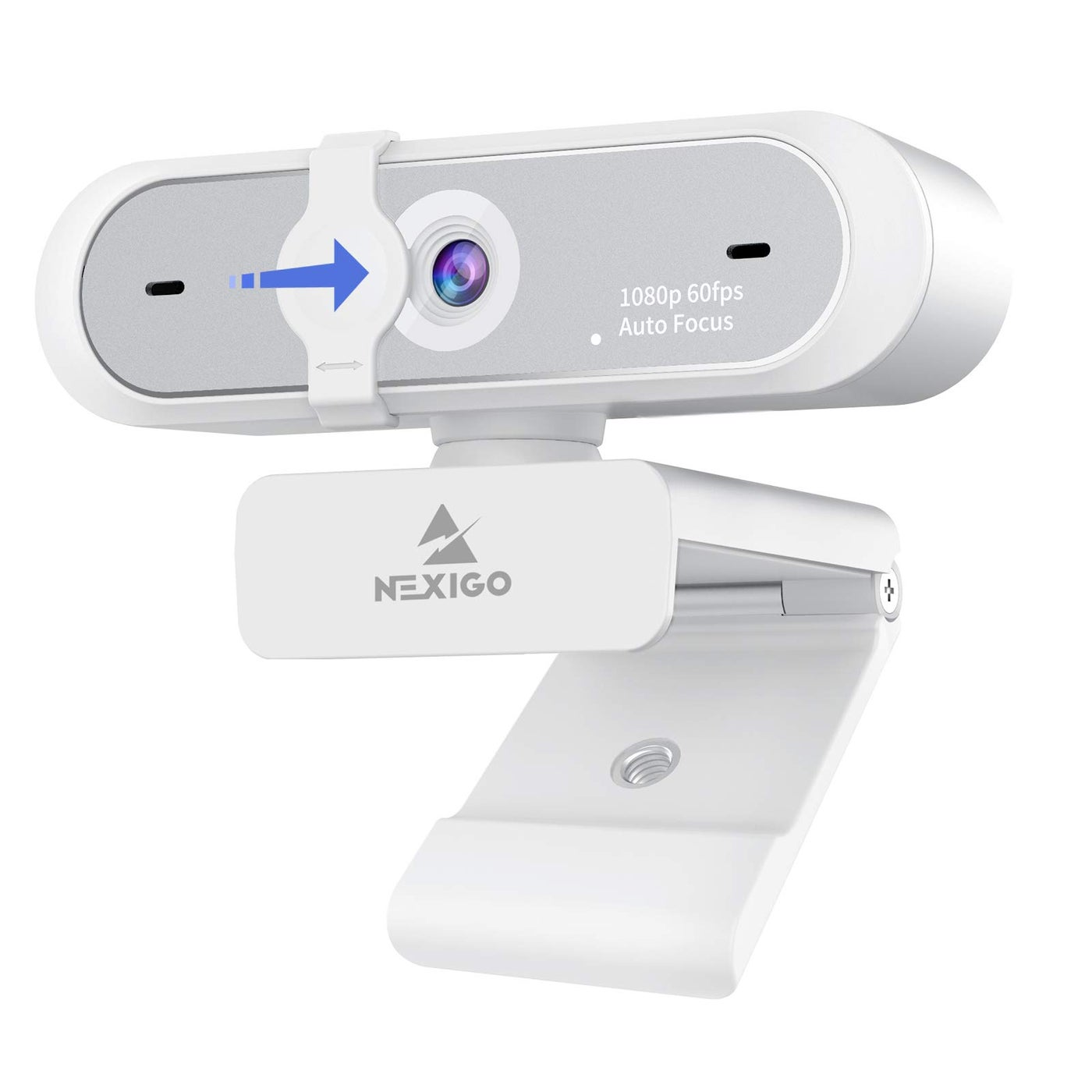 NexiGo N660P 1080P 60FPS Webcam with Software Control, Dual Microphone & Cover, Autofocus, HD USB Computer Web Camera, for OBS/Zoom/Skype/FaceTime/Teams/Twitch, White