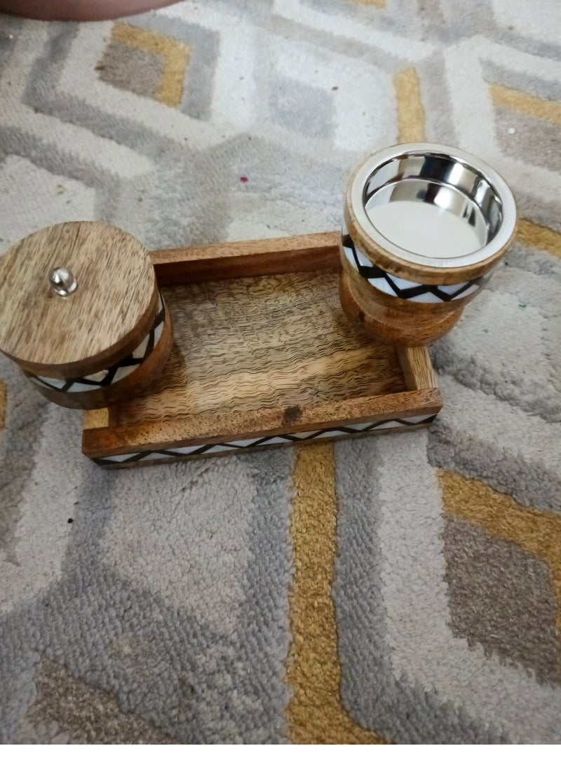 Elegant 3-piece wooden incense burner set, made in India  - Image 3