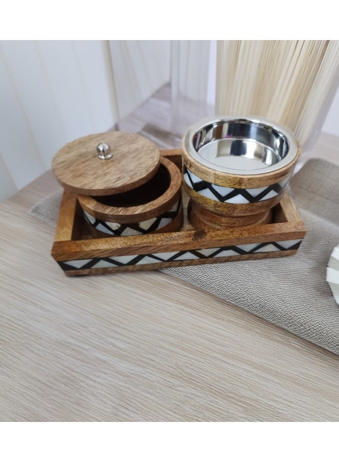 Elegant 3-piece wooden incense burner set, made in India  - Image 1