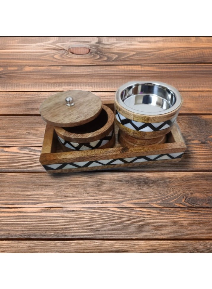 Elegant 3-piece wooden incense burner set, made in India  - Image 5
