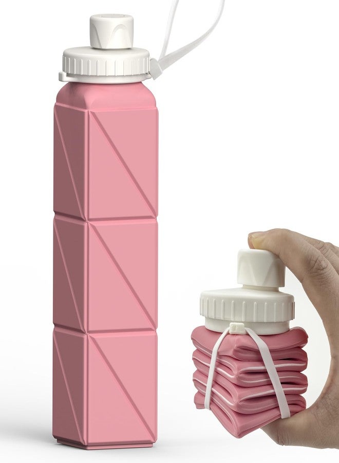 BEAUTAIL Collapsible Water Bottles 20.6oz, Silicone Foldable Portable Travel Water Bottle, BPA-Free, Leakproof Reusable for Traveling Camping Hiking Cycling Yoga Sports Outdoor, 1 Pack (Pink) - Image 1