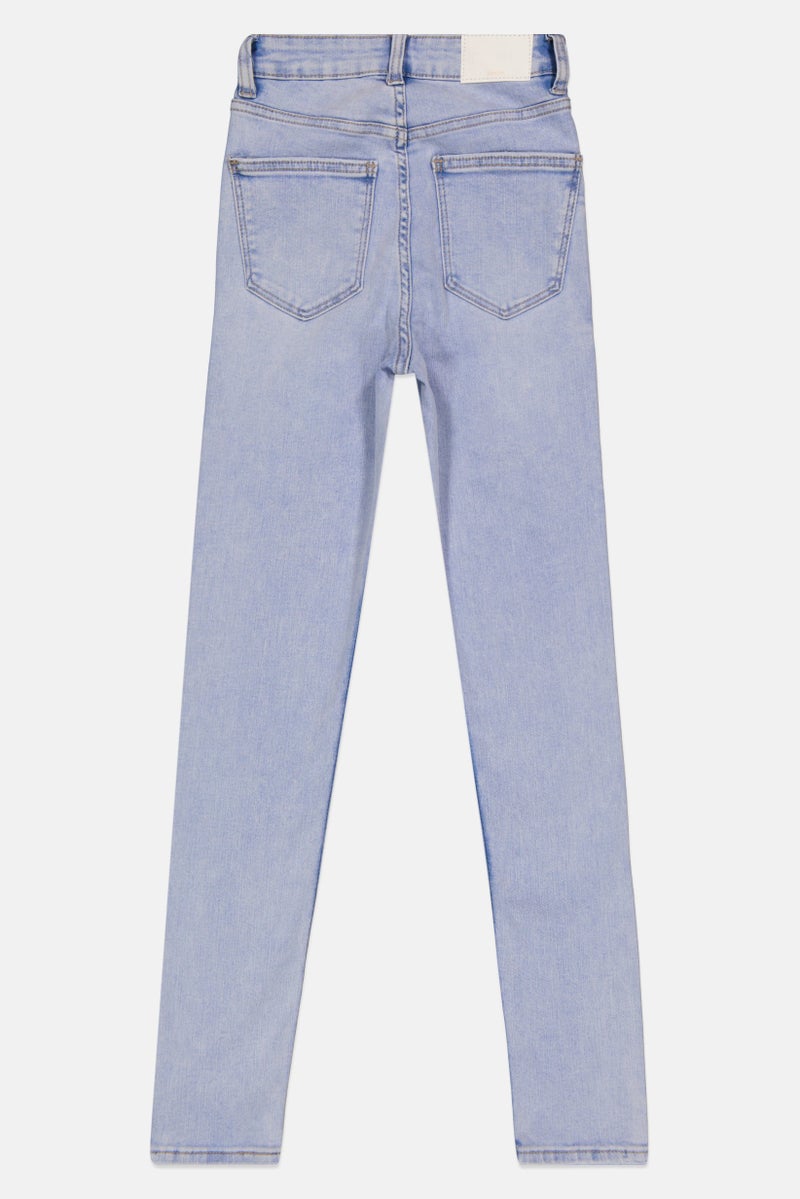 Bershka جينز دنيم ضيق للنساء، مغسول وقابل للتمدد، أزرق - Image 3