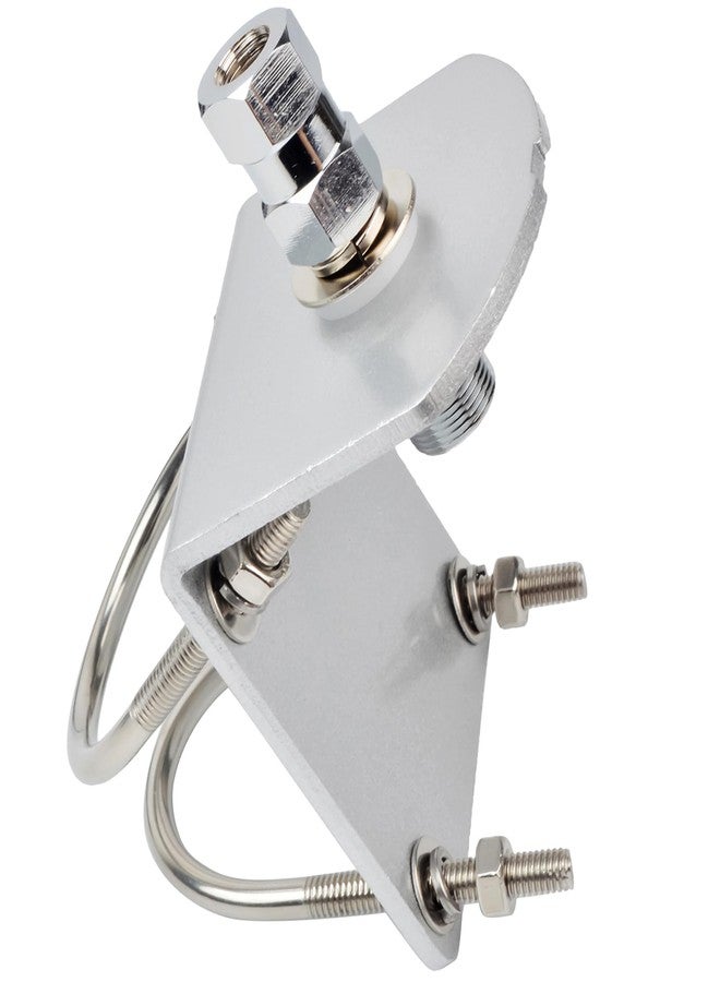 HYS Universal CB Antenna Mount W/ SO239 Stud, Antenna Mast Pole Mount Kits Heavy Duty 2pcs U-Bolt Clamp Bracket, L-Bracket with 10mm(APPR. 0.39inchs) Hole - Image 1