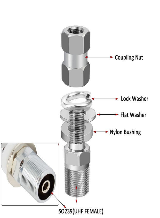 HYS Universal CB Antenna Mount W/ SO239 Stud, Antenna Mast Pole Mount Kits Heavy Duty 2pcs U-Bolt Clamp Bracket, L-Bracket with 10mm(APPR. 0.39inchs) Hole - Image 2