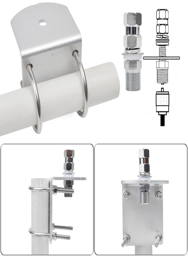 HYS Universal CB Antenna Mount W/ SO239 Stud, Antenna Mast Pole Mount Kits Heavy Duty 2pcs U-Bolt Clamp Bracket, L-Bracket with 10mm(APPR. 0.39inchs) Hole - Image 4