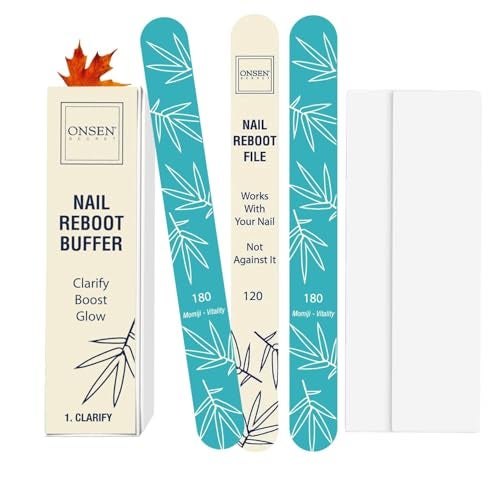 Onsen Japanese Nail Shape  Shine Kit  3Way Nail Buffer Block w 2 Extra Pads  6Pack Professional Nail File 120180 Grit for Natural and Acrylic Nails  Shape and Shine Series  Super Value Bundle