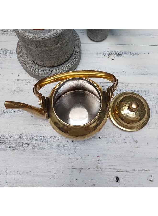 Zishta Hand Hammered Brass Kettle | Traditional Artisan Teapot | 500ml | Stylish Serving Tea Kettle | Pure Brass Quality Tested | Table Decor & Gifting | Traditional Kumbakonam Style - Image 3