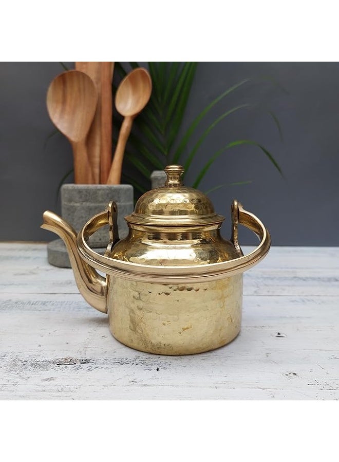 Zishta Hand Hammered Brass Kettle | Traditional Artisan Teapot | 500ml | Stylish Serving Tea Kettle | Pure Brass Quality Tested | Table Decor & Gifting | Traditional Kumbakonam Style - Image 2